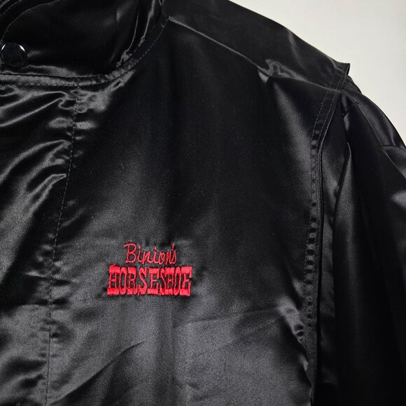 Vintage Logo Visions Binions Horseshoe 777 Vegas Mens Large Satin Bomber Jacket - Picture 4 of 8